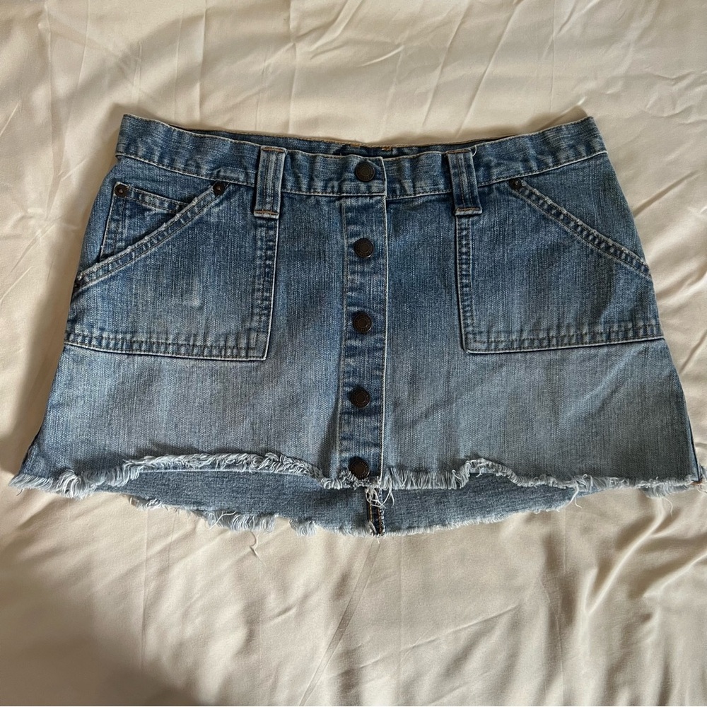 A&F Denim Button-Front Mini Skirt Size 2